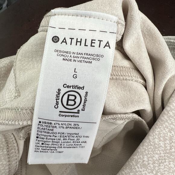 Athleta Delancey Skyline Tight Braiden Cream Textured Pull On Pants Size Large - Picture 11 of 12